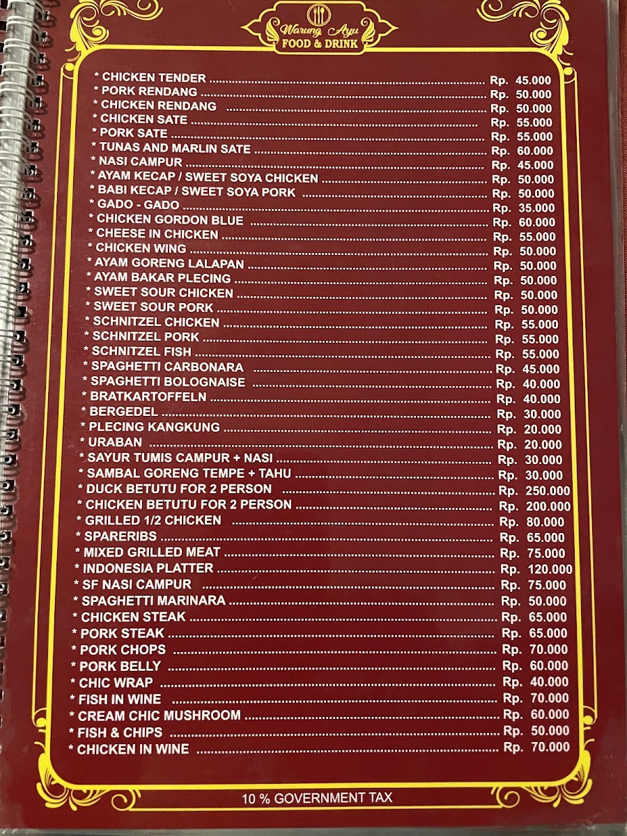 Warung Ayu Lovina Beach Menu - Image 2